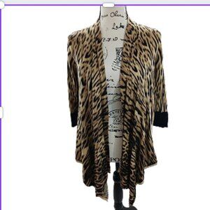 Chico's Cardigan Animal Print Waterfall Knit Lightweight 3/4 Sleeve Women’s S